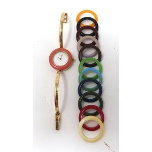 Gucci Vintage Gold Multi Color Dainty Watch